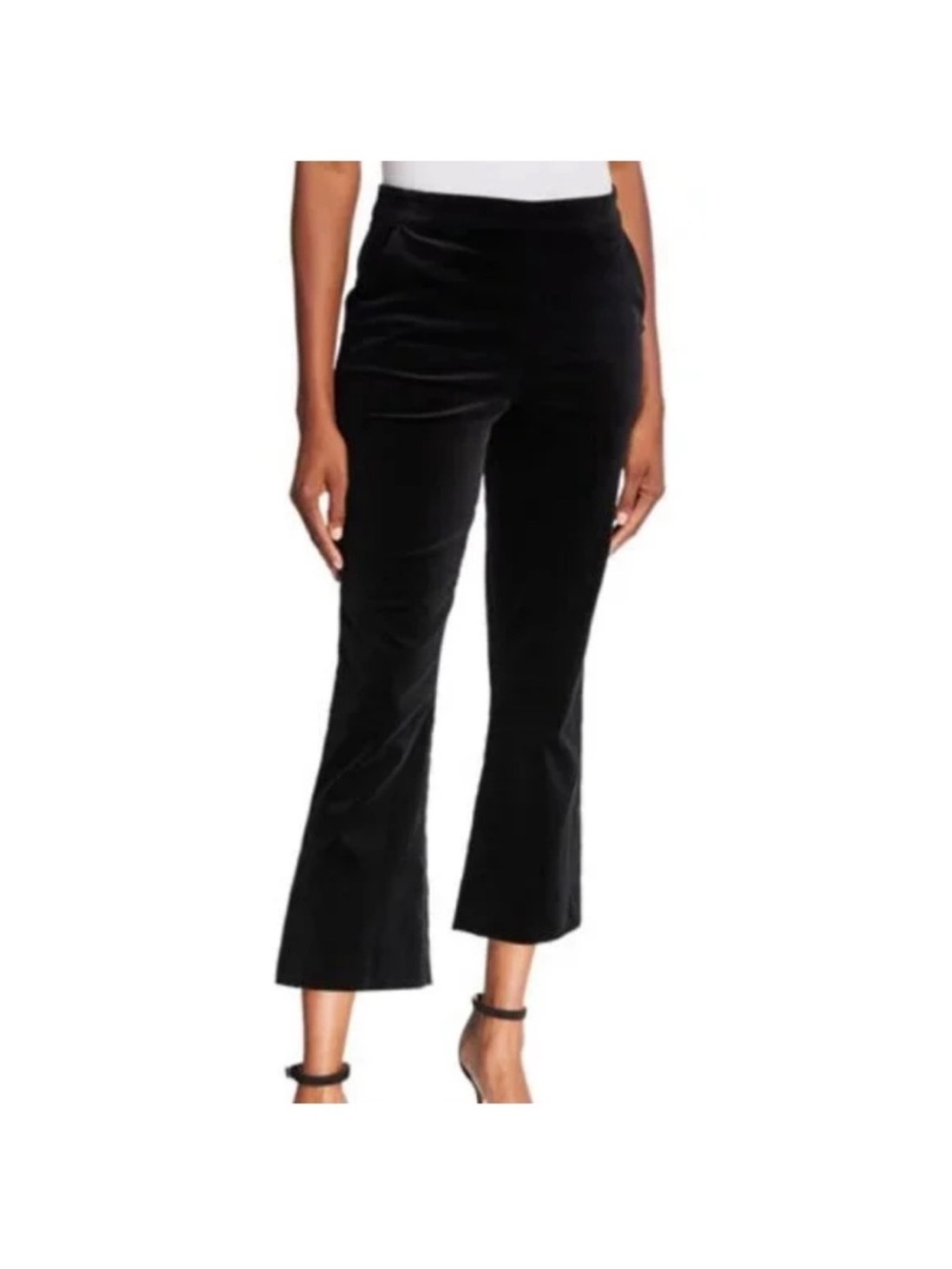 Frame Denim Black Velour Cropped Flare Pants Size 28